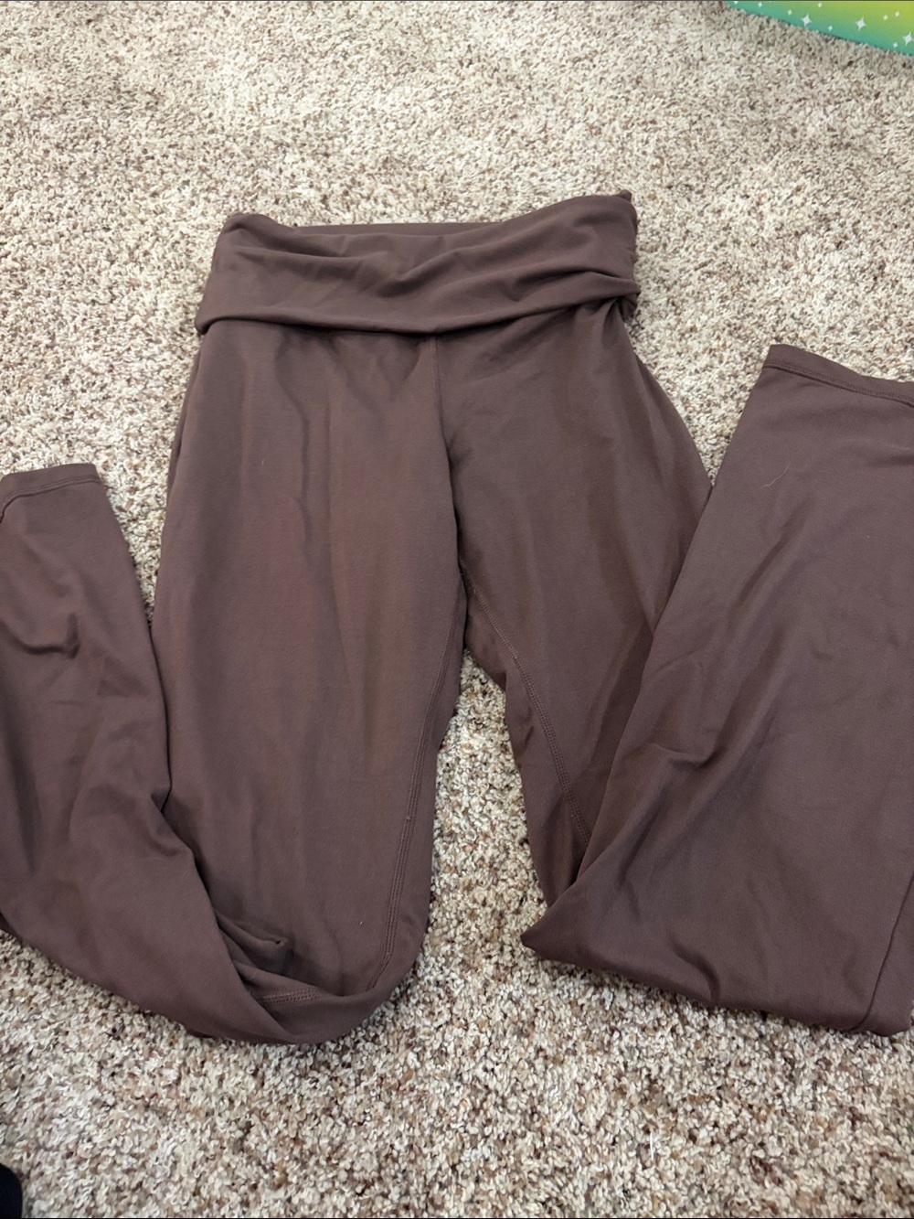Essentials Brown Fold-Over Waist Leggings